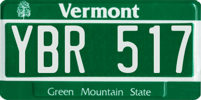 VT license plate YBR517