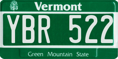 VT license plate YBR522