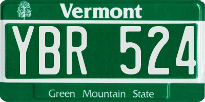 VT license plate YBR524