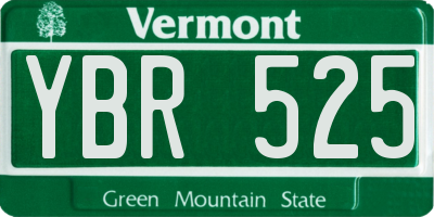 VT license plate YBR525