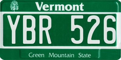 VT license plate YBR526