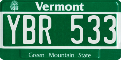 VT license plate YBR533