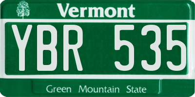 VT license plate YBR535