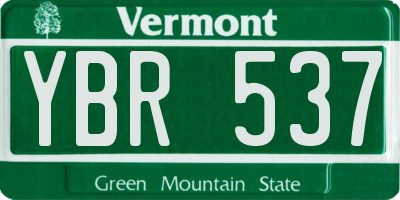 VT license plate YBR537