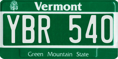 VT license plate YBR540