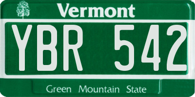 VT license plate YBR542