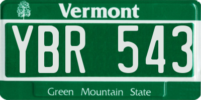 VT license plate YBR543