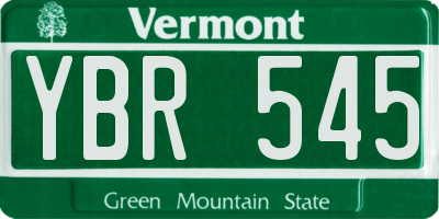 VT license plate YBR545