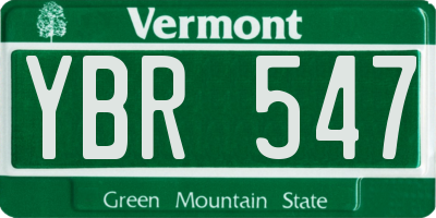 VT license plate YBR547