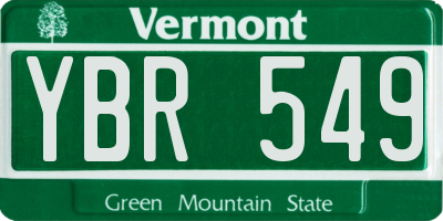 VT license plate YBR549