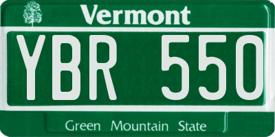 VT license plate YBR550