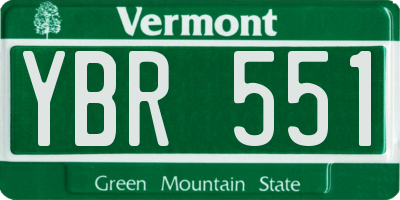 VT license plate YBR551