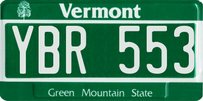 VT license plate YBR553
