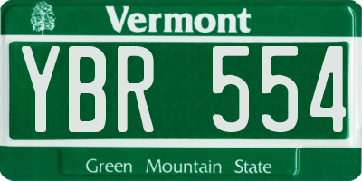 VT license plate YBR554