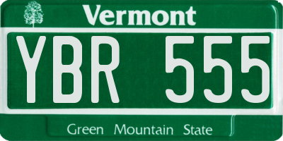 VT license plate YBR555