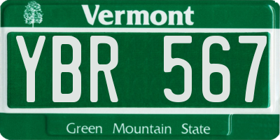 VT license plate YBR567