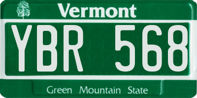 VT license plate YBR568
