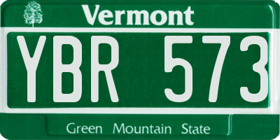 VT license plate YBR573
