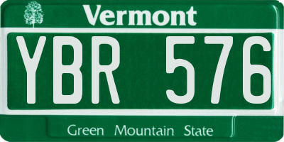 VT license plate YBR576