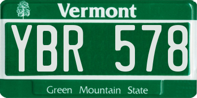 VT license plate YBR578