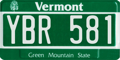 VT license plate YBR581