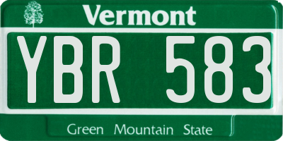 VT license plate YBR583
