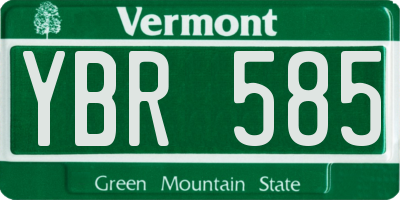 VT license plate YBR585