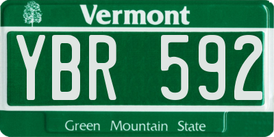 VT license plate YBR592