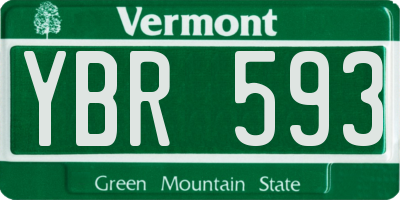 VT license plate YBR593