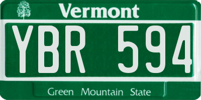 VT license plate YBR594