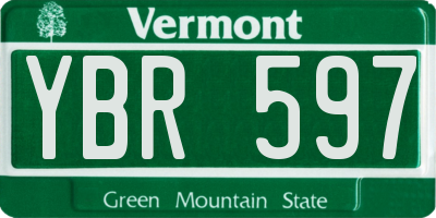 VT license plate YBR597