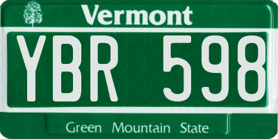 VT license plate YBR598