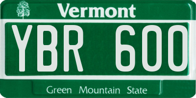 VT license plate YBR600