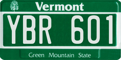 VT license plate YBR601