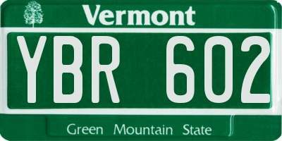 VT license plate YBR602