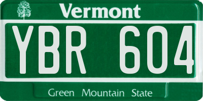 VT license plate YBR604