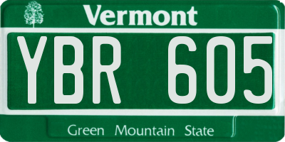 VT license plate YBR605