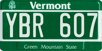 VT license plate YBR607