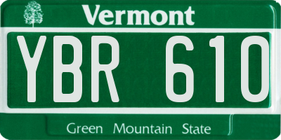 VT license plate YBR610