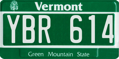 VT license plate YBR614