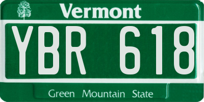 VT license plate YBR618