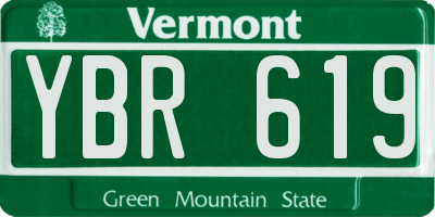 VT license plate YBR619