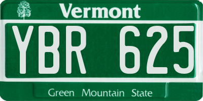 VT license plate YBR625