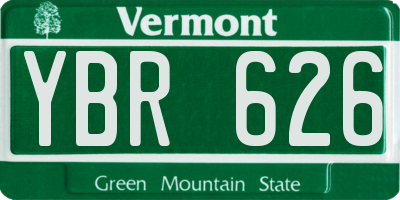 VT license plate YBR626