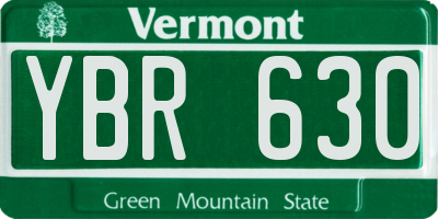 VT license plate YBR630