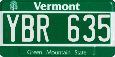 VT license plate YBR635