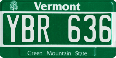 VT license plate YBR636