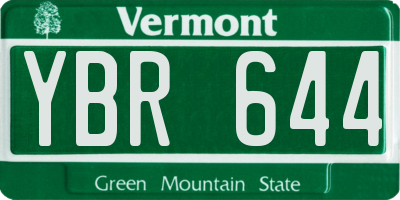 VT license plate YBR644