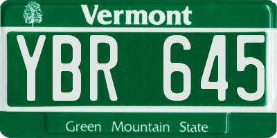 VT license plate YBR645