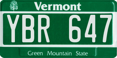 VT license plate YBR647